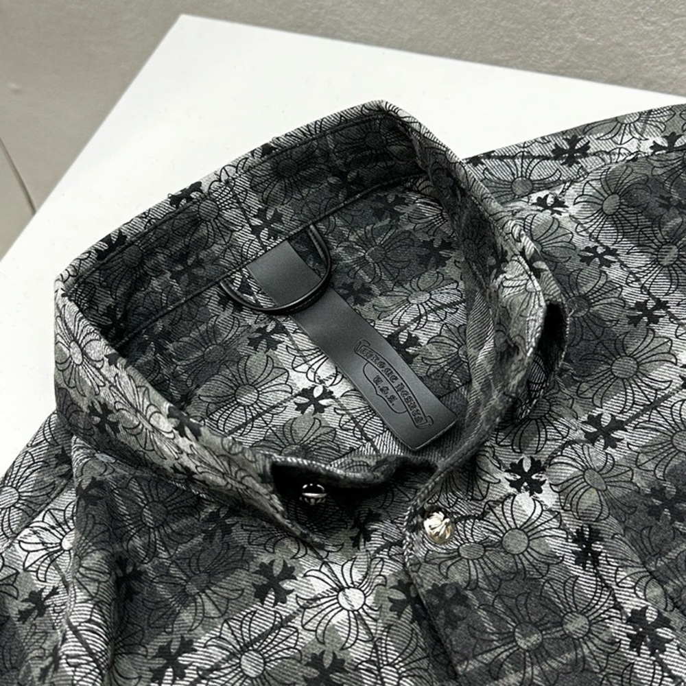 Chrome Hearts Men's Black and Gray Plaid Shirt - Picture 6 of 11